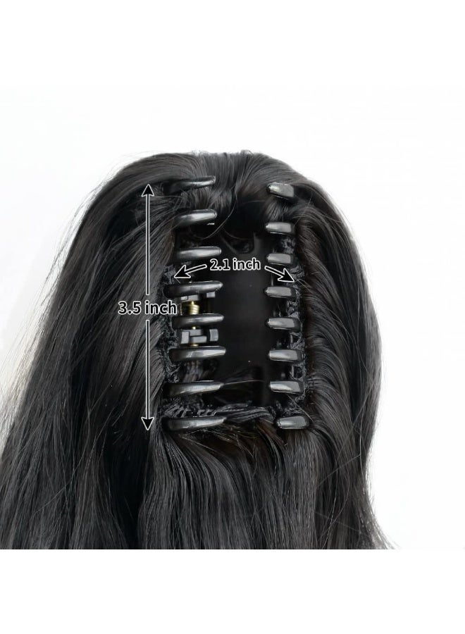 كيلا وصلة شعر ذيل حصان مموجة، وصلة ذيل حصان بمشبك، طول 22 بوصة، ذيل حصان صناعي بمظهر طبيعي، مناسبة للنساء ذوات البشرة السمراء، مثالية للحفلات والاستخدام اليومي، وزن 6 أونصات، لون أسود داكن. - Image 5